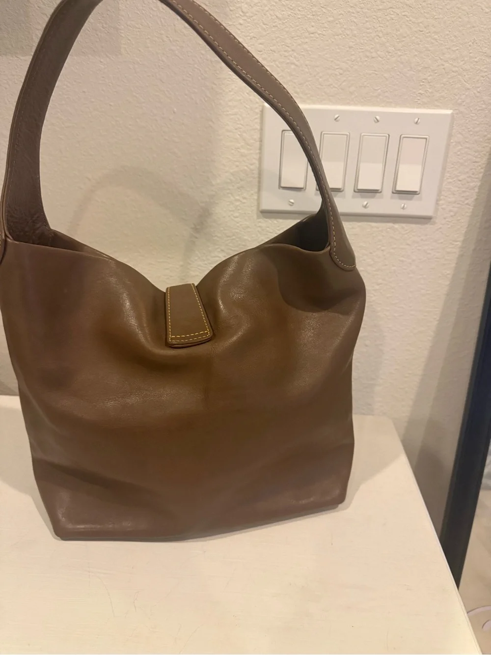 Dooney & Bourke Brown Leather Hobo with Gold Hardware